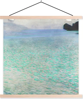 Produktbild von MuchoWow® Textilposter Am Attersee - Gustav Klimt 60x60 cm mit holzfarbenen Rahmen - Wanddekoration