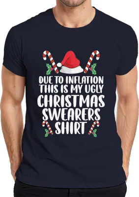 Produktbild von Inflation Ugly Christmas Sweater Shirt - Weihnachten Xmas Christmas Herren T-Shirt, Navy, L