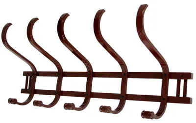 Image de Porte-manteaux mural en bois avec cinq doubles crochets (72 x 31 x 21 cm), en bois