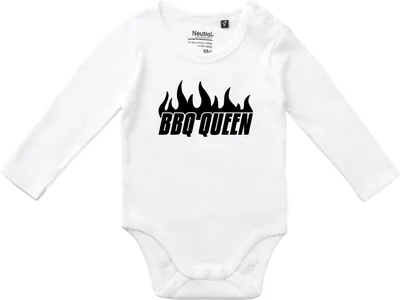 Produktbild von Huuraa Baby Body BBQ Queen Flammen 74 White  Baumwolle Fairtrade Langarmbody Geschenkidee