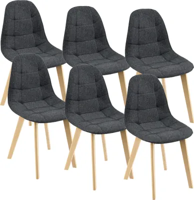 Immagine prodotto di Sedia da sala da pranzo Kopparberg set di 6 sedie in tessuto faggio sedia da soggiorno 86 x 53 x 47 cm nero