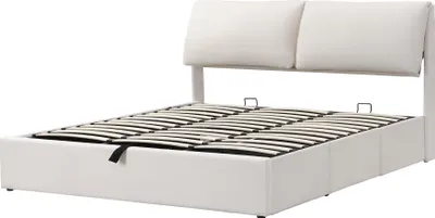 Produktbild von Flieks Polsterbett 180x200cm mit 3 Schubladen, Hydraulisches Boxspringbett Stauraumbett mit Lattenrost, Doppelbett Jugendbett Holzbett, Samt, Weiß