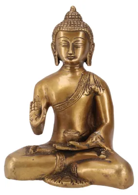 Produktbild von Buddha Statue aus Messing Bhumisparsa Mudra 18 cm - Modell 6, Gold, Buddhas