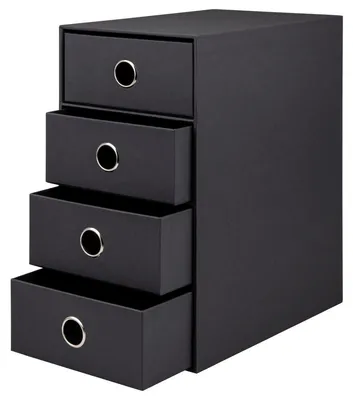 Produktbild von Schubladenbox DIN A5 4er mit Griffloch, Schwarz, 250 x 175 x 320 mm, Rössler 1524452704 - S.O.H.O.1 Stück