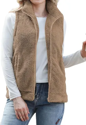 Produktbild von Damen Fleeceweste Ärmellos Warm Weich Bequem Beige XL