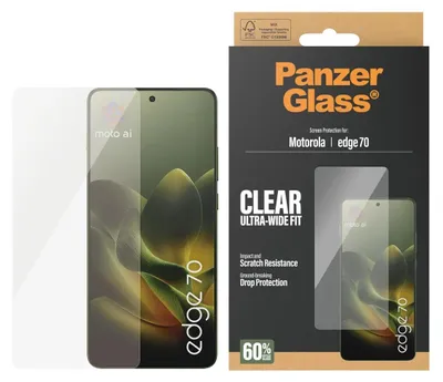 Immagine prodotto di PanzerGlass ® Screen Protector Motorola Edge 70 | Ultra-Wide Fit, Motorola, Motorola - Edge 70 5G, Applicazione a secco, Resistente ai graffi, Resistente agli urti, Trasparente, 1 pezzo