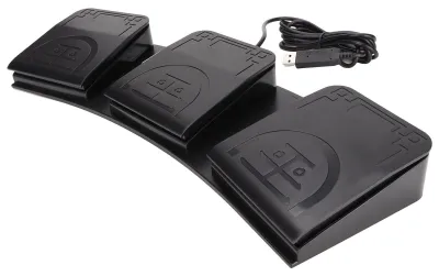 Obrázok produktu pre USB nožný spínač s 3 tlačidlami – multifunkčný, ergonomický, citlivý a odolný USB pedál pre hry, multimédiá a hudobné nástroje