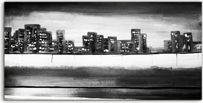Produktbild von Coloray Spritzschutz aus Glas 140x70  Wandkunst Küchenrückwand Schwarz-Weiß Stadt handgezeichnet