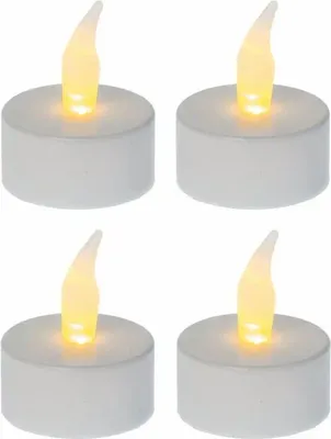 Four LED tea lights are arranged in a 2x2 grid on a white background.