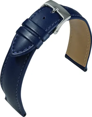 Produktbild von Barington Kalb Resisto Uhrenarmband blau hautfreundlich Leder, Stegbreite:18mm, Schließe:Silbern