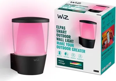 Immagine prodotto di WIZ ELPAS Lampada da parete esterna intelligente Wi-Fi, colore regolabile, IP44, compatibile con Alexa e Google Assistant, nero