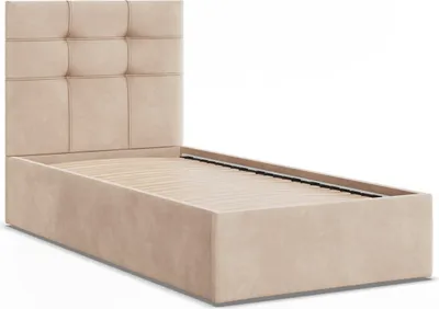 Produktbild von Polsterbett SORIA 90x200 Samt ohne Bettkasten mit Holzlattenrost, Einzelbett mit Kopfteil Beige