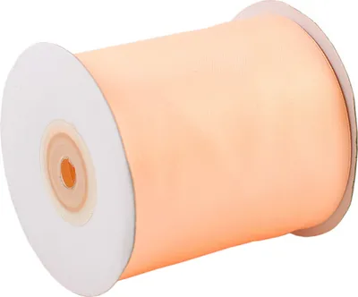 75mm breites, 25m langes, einseitig glänzendes apricotfarbenes Satinband auf Rolle. Perfekt für Bastelprojekte und Geschenkverpackungen