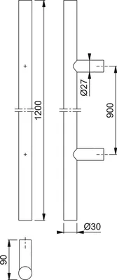 Produktbild von HOPPE Stangengriff E5011 -1200/900, Edelstahl schwarz matt, Ausführung: gerade, Stossgriff für Haustür