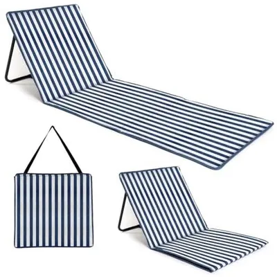 Produktbild von Famanu Strandmat Faltbar mit Verstellbarer Rückenlehne und Stauraum - Blau