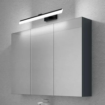 Immagine prodotto di doporro Armadietto a Specchio 100x15x70cm con Lampada da Specchio per Bagno 60cm, 14W 6000K, Specchiera Bagno Mobilettto da Parete Antracite Opaco con 3 Ante e Applique Specchio, Spiegelschrank 02