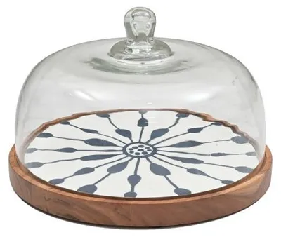 Immagine prodotto di Only Natural – Vassoio in legno con campana in vetro, modello L, multicolore, 30 × 30 × 20 cm