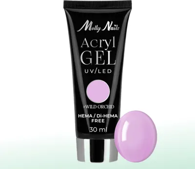 Obrázek produktu pro Akrylový gel Polygel build-up gel pro prodlužování AcrylGel Molly Nails HEMA/Di-HEMA Free Wild Orchid 30 ml