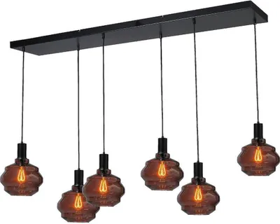 Produktbild von masterlight Pendelleuchte Porto 6-flammig Glas Rot-Transparent 130x19cm
