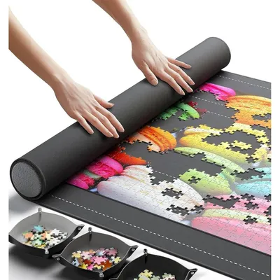 Produktbild von Puzzlematte Puzzleunterlage Puzzle-Roll - Aufrollbar - Bis 1500 Teile - 122 x 66 cm - Mit Aufbewahrungstasche