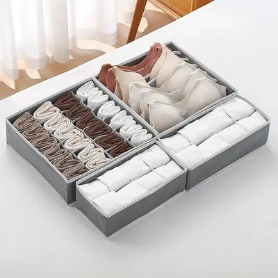 Image de Rangement pliable pour sous-vêtements, armoire en tissu, boîte pliable, gris clair, rangement pour armoire