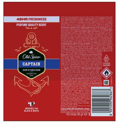 Zdjęcie produktu dla Old Spice Captain Dezodorant do ciała w aerozolu 150ml