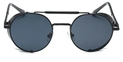 Produktbild von Steampunk-Sonnenbrille für Damen und Herren, seitlicher Schild, runde Steampunk-Vintage-Brille