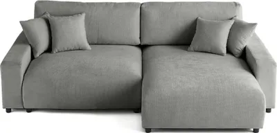 Produktbild von Lisa Design Pivoine - 4-Sitzer Ecksofa beidseitig montierbar - Schlaffunktion und Bettkasten - aus strukturiertem Samt , Grau