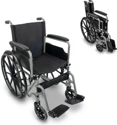 Produktbild von Mobiclinic Marsella, Rollstuhl, Faltbar und Leichtgewich, stabil, Sitzbreite 46 cm, Bremshebel, 12"- Reifen