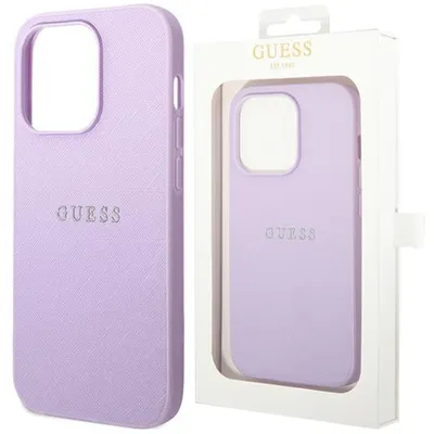 Produktbild von Guess GUHCP14LPSASBPU iPhone 14 Pro 6.1" fioletowy/lila Saffiano Riemen Handyhülle