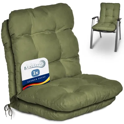 Produktbild von Gartenstuhlauflage Sitzkissen Stuhlkissen - 8 cm dick - 100 % Polyester - 2er Set