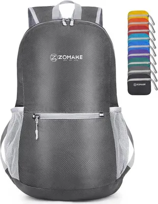Produktbild von Famanu Faltbarer Rucksack 20L - Wasserdicht, Leicht, Kompakt, Grau