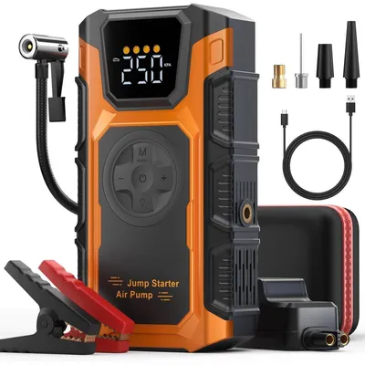 Zdjęcie produktu dla Powerbank Starthilfe 6000A z kompresorem 150PSI, 12V, QC3.0, wyświetlacz LCD, latarka