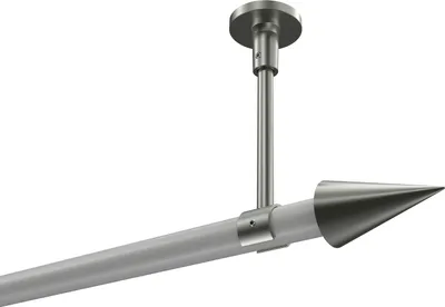 Produktbild von Interdeco Gardinenstange / Vorhangstange Weiß / Edelstahl-Optik, Typ Sonette Savio (Kegel) ohne Ringe, Deckenmontage, 20 mm Ø 1-läufig, 260 cm