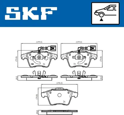Produktbild von SKF Bremsbeläge Satz Vorne Bremsklötze für VW Transporter V Bus (7HB, 7HJ, 7EB, 7EJ, 7EF, 7EG, 7HF, 7EC) VKBP 81041 E