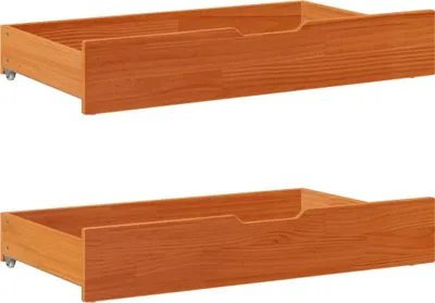 Produktbild von Bettschubladen 2 Stk. Wachsbraun 95x55x17 cm Massivholz Kiefer