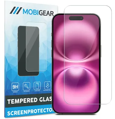 Produktbild von Mobigear iPhone 16 Panzerglas-Displayschutzfolie aus gehärtetem Glas – kompatibel mit Hüllen