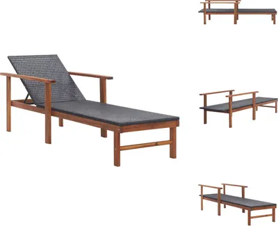 Produktbild von vidaXL Sonnenliege Poly Rattan und Akazie Massivholz Schwarz -  Sonnenliegen