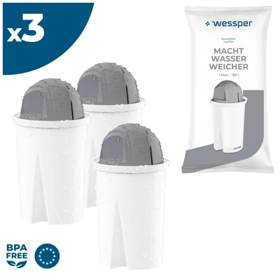 Obrázek produktu pro Filtrační patrony Wessper Classic pro tvrdou vodu | náhrada za Aquaphor Standard, Brita Classic, Dafi Classic balení filtračních patron 3 ks