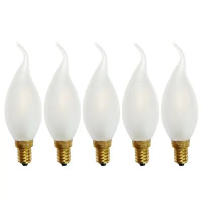Produktbild von 5 x LED Filament Windstoß Kerze 4W = 40W E14 MATT Glühbirne warmweiß 2700K