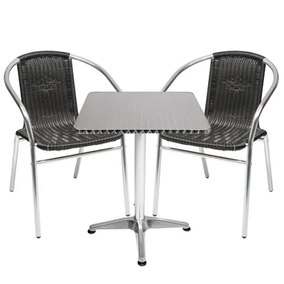 Produktbild von Bistrogarnitur eckig 3-teilig Aluminium - Rattan / Schwarz