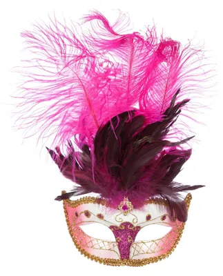 Produktbild von Venezianische Kunststoffmaske mit rosa Federn