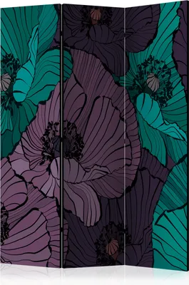 Produktbild von 3-teiliger Doppelseitiger Vlies Paravent - Flowerbed 135x172 cm Blumen b-C-0460-z-b