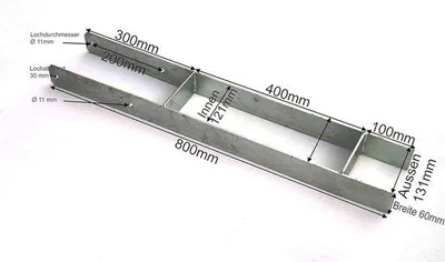 Productafbeelding van Verzinkte H-drager 120 x 800 mm - Duurzame paalhouder voor houten palen