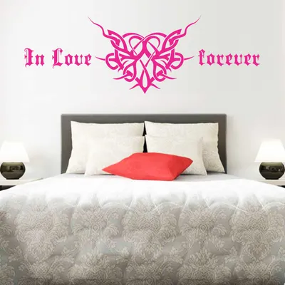 Produktbild von Wandtattoo - Wandaufkleber - Wandtattoo "In Love Forever" - 120cm x 40cm pink - Dekoration Küche Wohnzimmer Wand