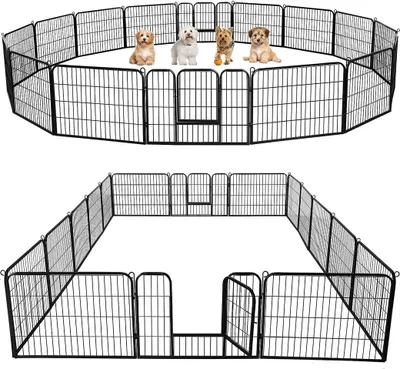 Produktbild von Yaheetech 16-teilig Welpenlaufstall Freigehege Welpenzaun, 2 Türen, 60 cm H