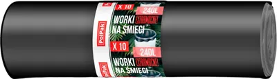 Zdjęcie produktu dla Worki na śmieci 240 L czarne worki na odpady 10 sztuk LDPE duże MOCNE