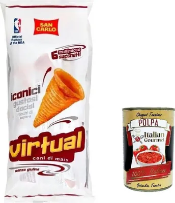 Produktbild von 3x San Carlo Snack Virtual, Maiszapfen Patatine, Kartoffel Chips 132g Multipack-Packung, Jede Packung enthält 6 Beutel à 22g + Italian Gourmet polpa 400g