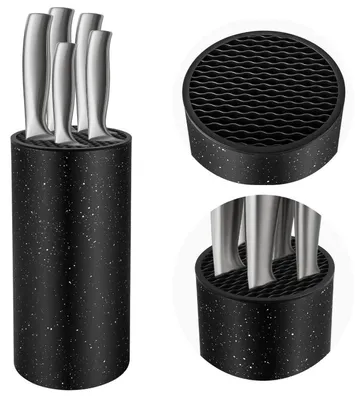 Image de Bloc à couteaux noir, universel, flexible, multifonctionnel, pouvant contenir de 7 à 10 couteaux, pour la cuisine