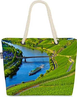 Produktbild von VOID Mosel Weingebiet  Strandtasche Shopper 58x38x16cm 23L XXL Einkaufstasche Tasche Reisetasche Beach Bag